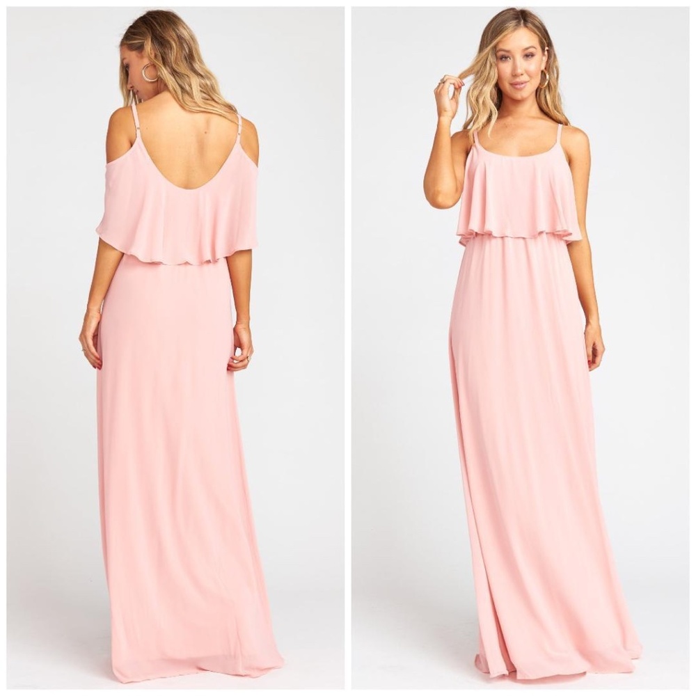 NWT Show Me Your Mumu Caitlin Women's Pink Ruffle Maxi Dress